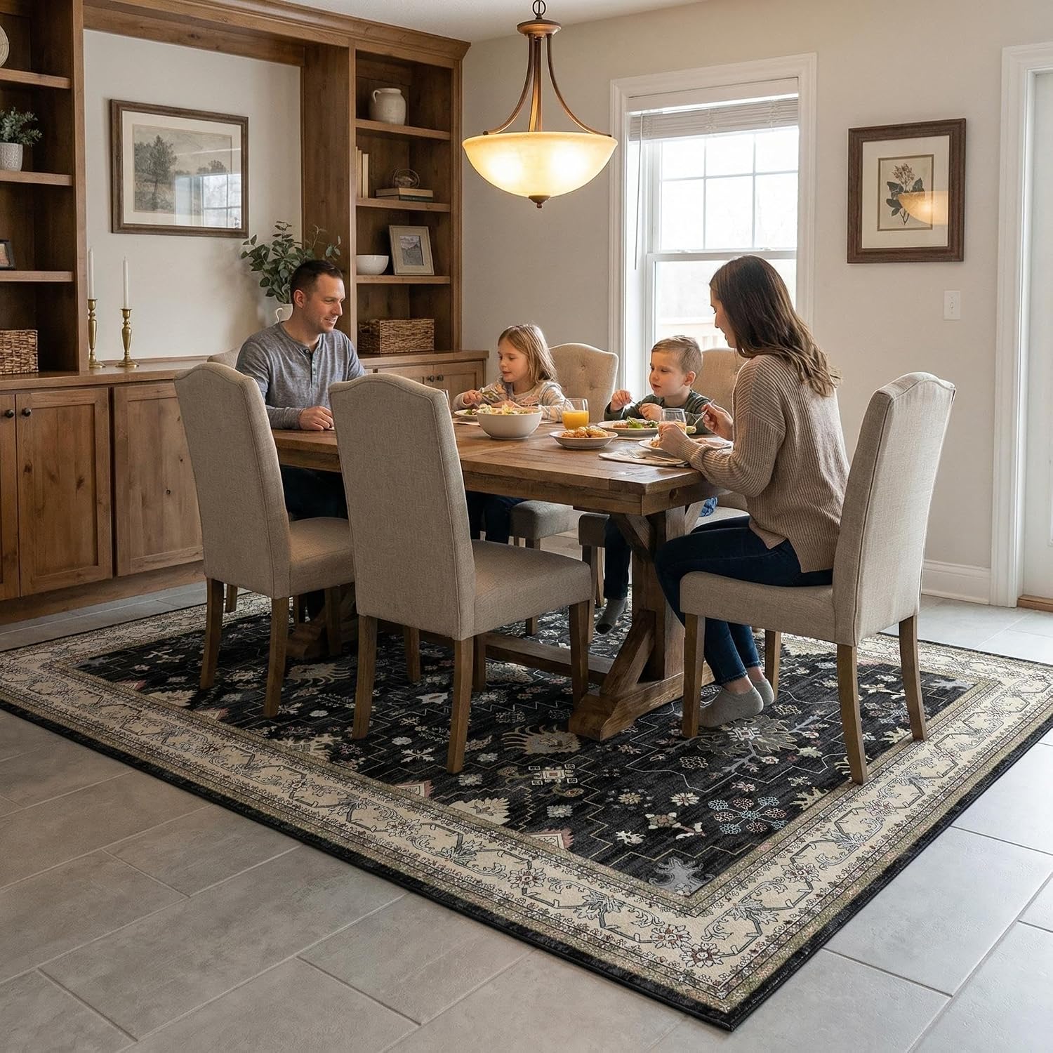 Rugs for Living Room Bedroom Washable Area Rug Carpet Non-Slip Orange Foldable Large Floor Rug