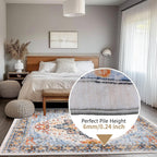 Rugs for Living Room Bedroom Washable Area Rug Carpet Non-Slip Orange Foldable Large Floor Rug