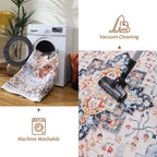 Rugs for Living Room Bedroom Washable Area Rug Carpet Non-Slip Orange Foldable Large Floor Rug
