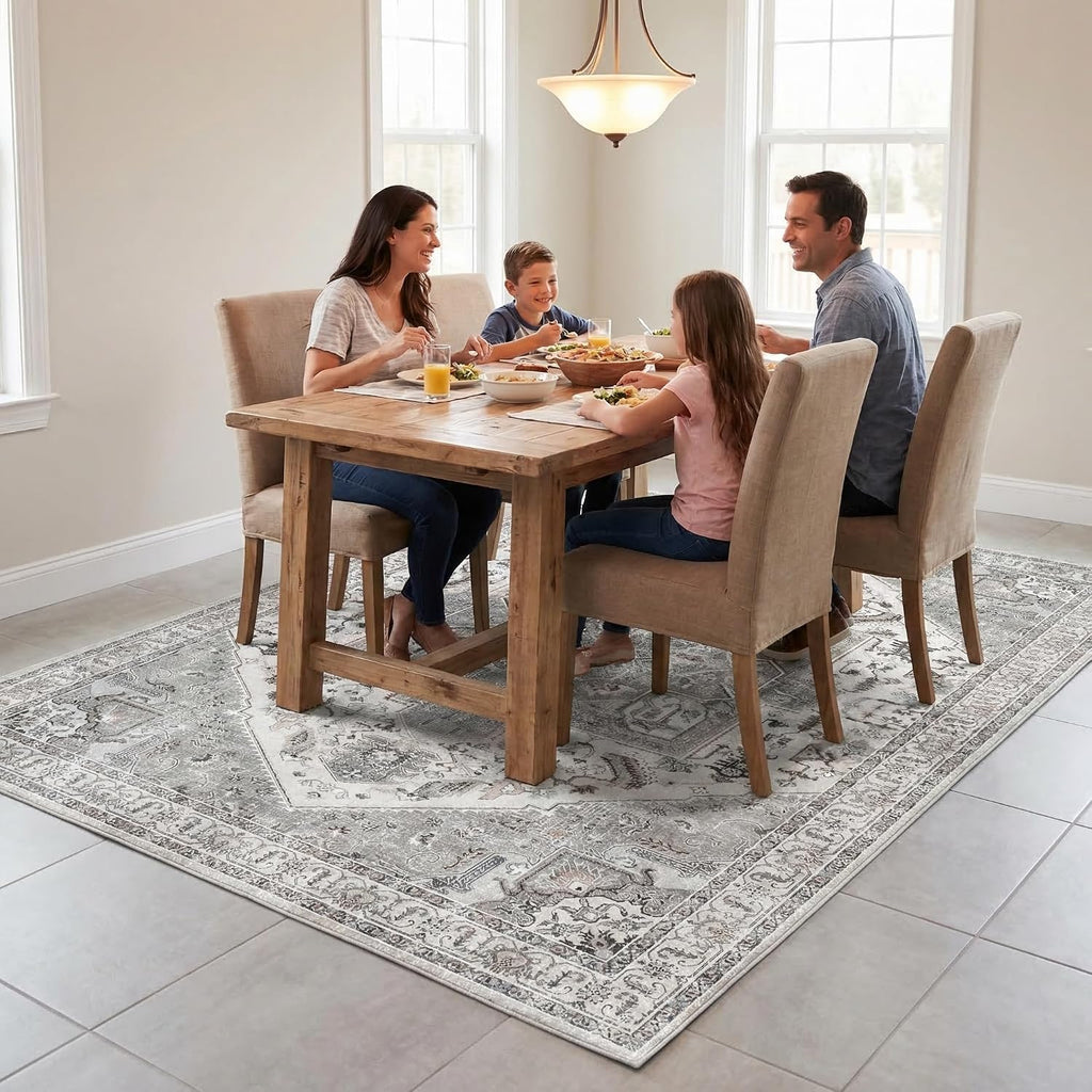 Rugs for Living Room Bedroom Washable Area Rug Carpet Non-Slip Orange Foldable Large Floor Rug