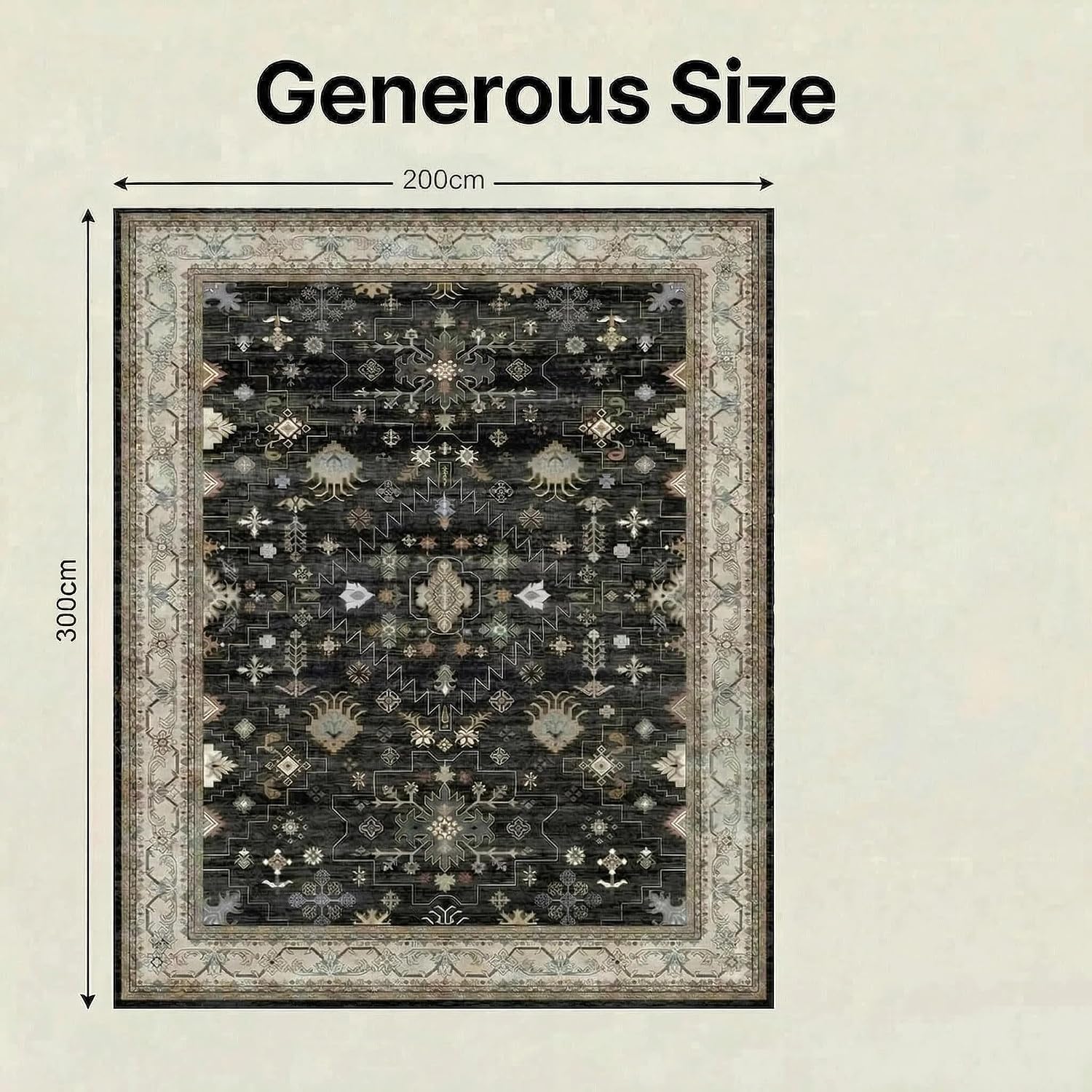 Rugs for Living Room Bedroom Washable Area Rug Carpet Non-Slip Orange Foldable Large Floor Rug
