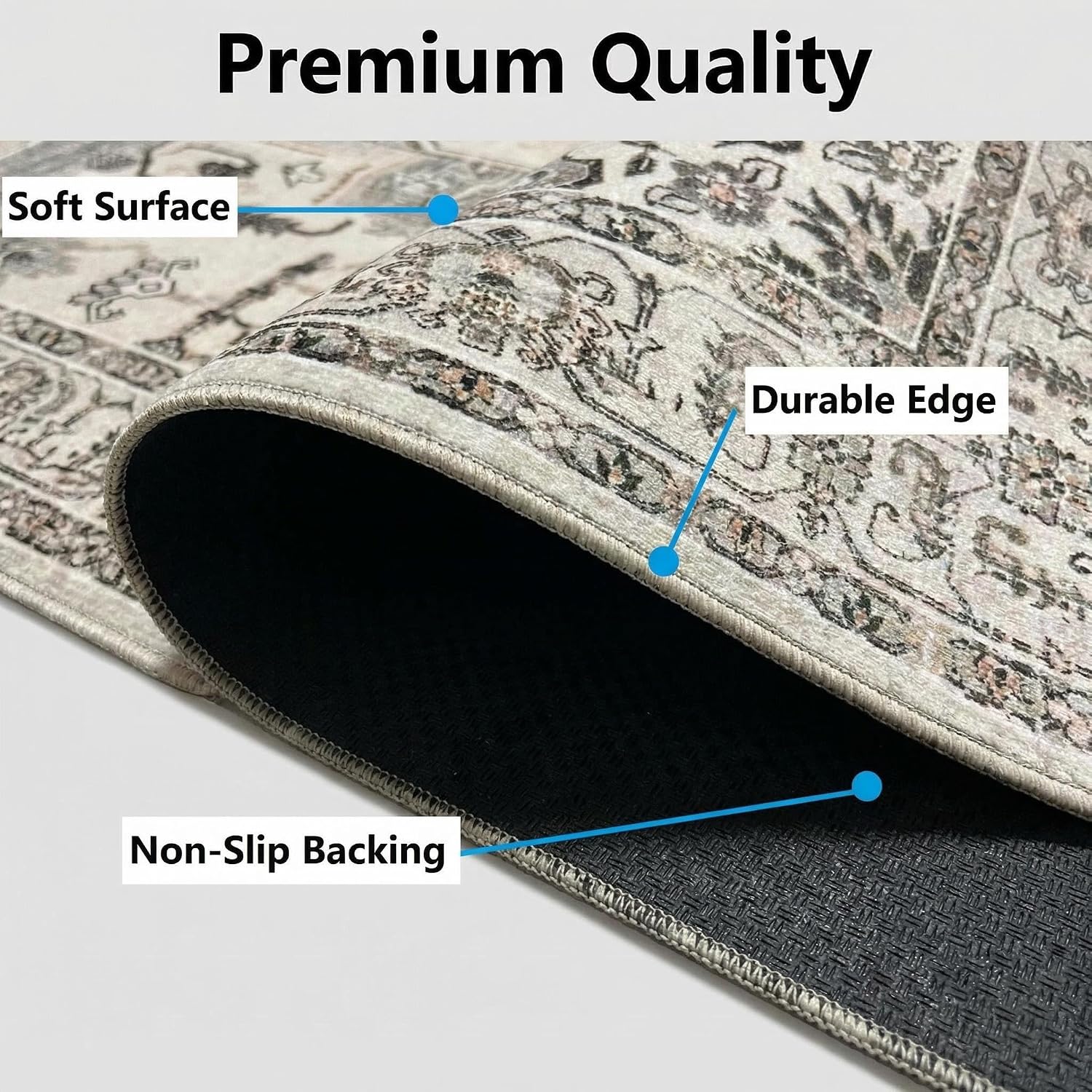 Rugs for Living Room Bedroom Washable Area Rug Carpet Non-Slip Orange Foldable Large Floor Rug