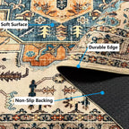 Rugs for Living Room Bedroom Washable Area Rug Carpet Non-Slip Orange Foldable Large Floor Rug