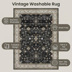 Rugs for Living Room Bedroom Washable Area Rug Carpet Non-Slip Orange Foldable Large Floor Rug
