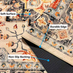 Rugs for Living Room Bedroom Washable Area Rug Carpet Non-Slip Orange Foldable Large Floor Rug