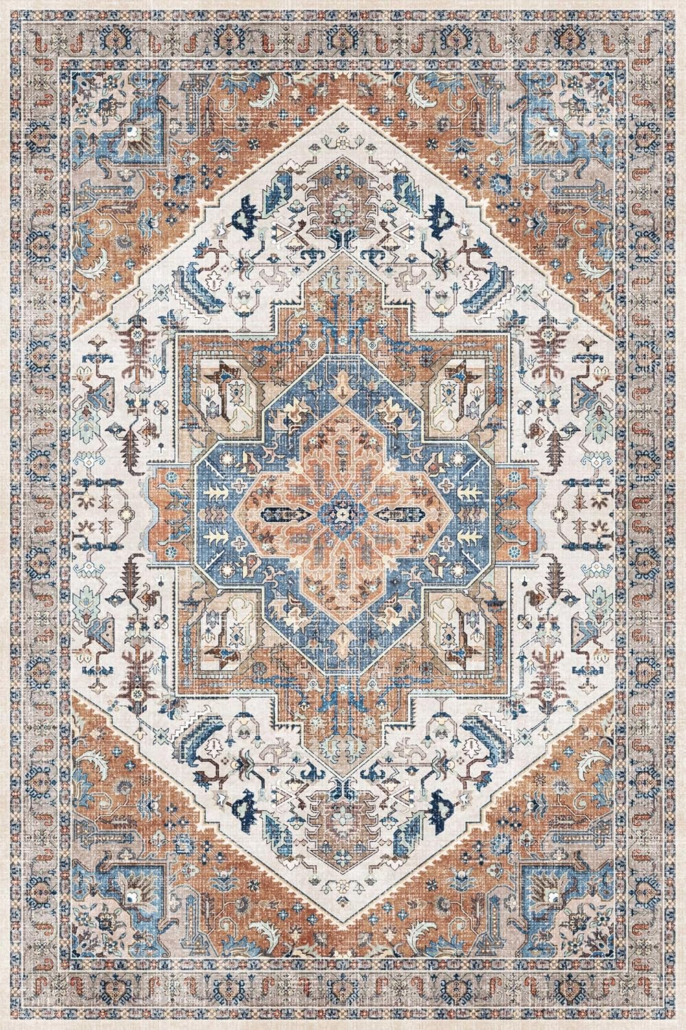 Rugs for Living Room Bedroom Washable Area Rug Carpet Non-Slip Orange Foldable Large Floor Rug